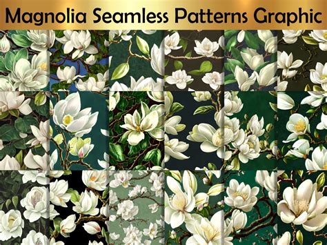 Magnolia Seamless Patterns Graphic V.3. Graphic by Laila Tkajinski ...