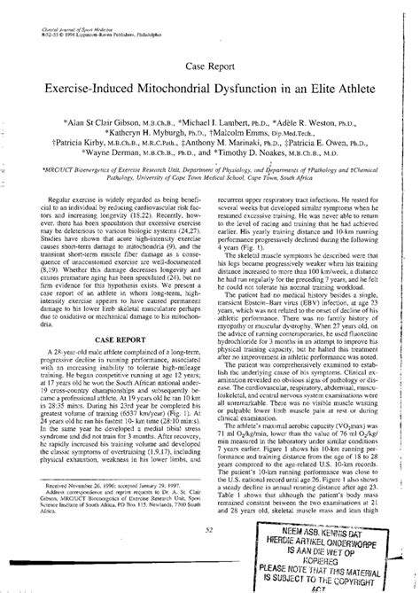 (PDF) Exercise-Induced Mitochondrial Dysfunction in an Elite Athlete 