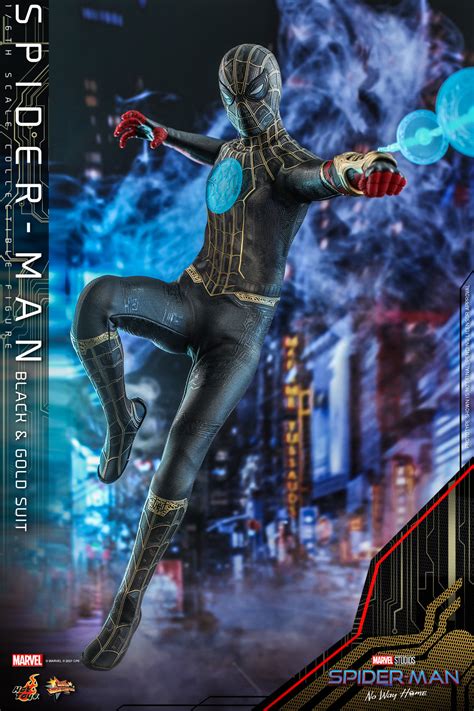 Hot Toys MMS604 1 6 Spider Man No Way Home Spider Man Black Gold Suit AcareToys จำหนาย