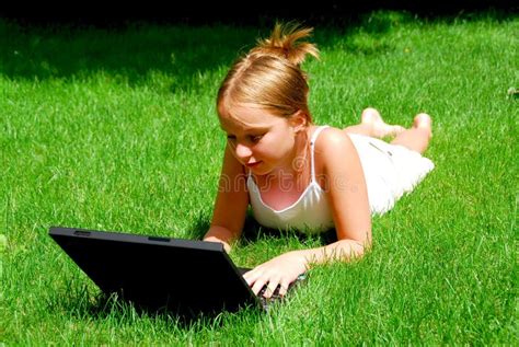 Girl computer stock image. Image of children, computer - 1394815
