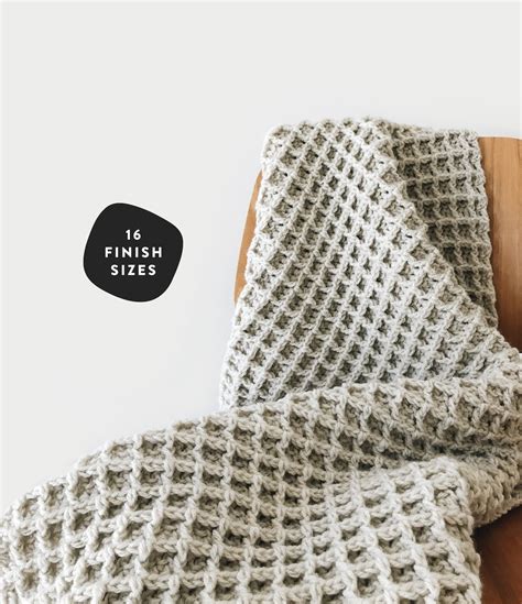 Crochet Pattern Blanket Afghan Waffle Texture The Poze Throw Etsy