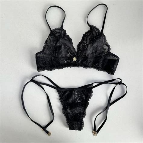 Conjunto lingerie Yasmin renda preto TRITUÊ