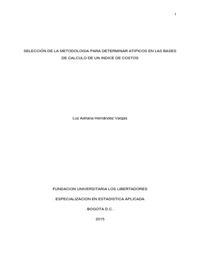 Selección de la metodología para determinar atipicos en las bases de