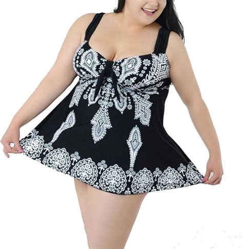 Comaba Ba Ador Para Mujer Estampado Plisado Tama O Grande Bikini De Fila Negro Xxxxxxx