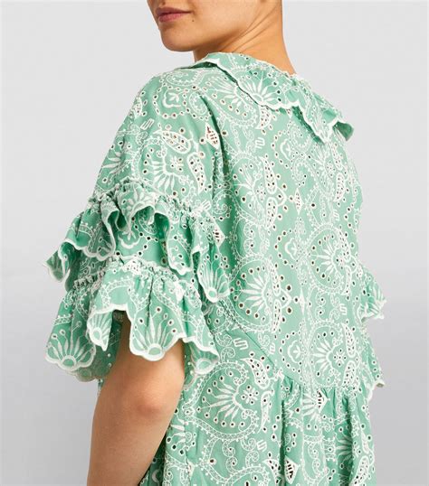 Maje Green Cotton Embroidered Mini Dress Harrods Uk