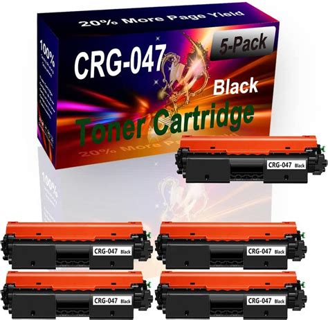 5 Pack Black Compatible High Yield 047 Crg047 Crg 047