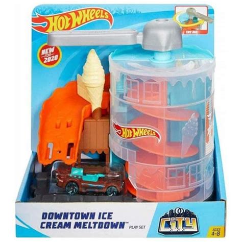 Hot Wheels Pista Mini Playset Downtown Ice Creame Meltdown Con Veicolo Incluso Hot Wheels