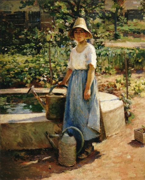 Theodore Robinson At The Fountain Painting Best Paintings For Sale