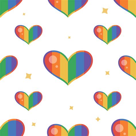Hearts Seamless Pattern With Rainbow Gay Parade Pattern For LGBT Rights Vector Background