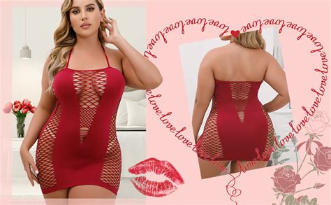 Womens Plus Size Lingerie Fishnet Dress Seamless Outfit Mesh Chemise Babydoll Bodysuit At Amazon