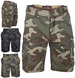 MENS ARMY CASUAL WORK CARGO COMBAT CAMOUFLAGE SHORTS COTTON CHINO HALF