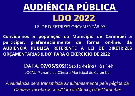 AudiÊncia PÚblica Referente A Lei De Diretrizes OrÇamentÁrias Ldo