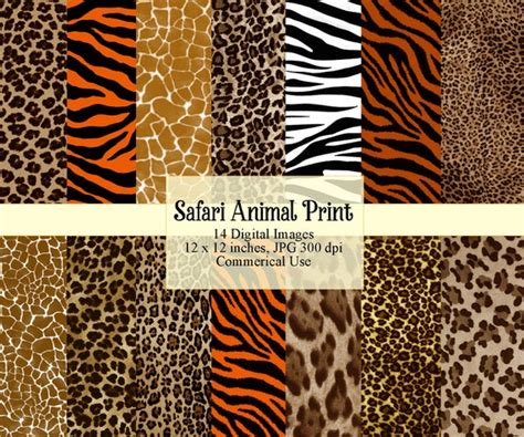 Classic Safari Animal Print Digital Paper Printable Etsy