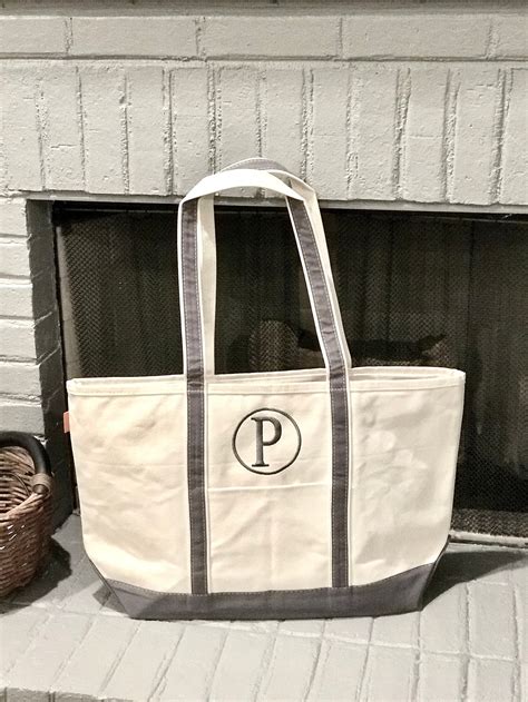 Large 24 Oz Canvas Boat Totes Trimmed In Navy Or Gray Gray Etsy