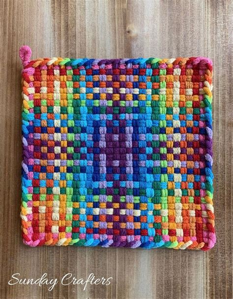 Large Woven Potholders Traditional Handmade Cotton Hot Pad Etsy Potholder Patterns Pin