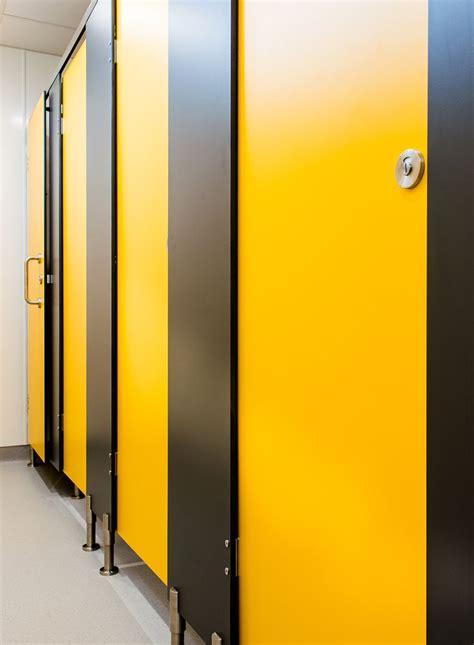 Yellow Toilet Cubicles Washroom Design Public Restroom Design