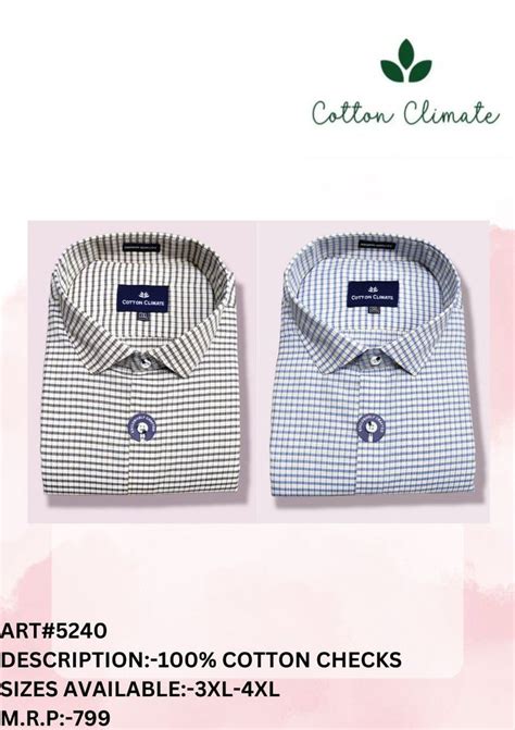 Cotton Small Checks Mens Check Shirts Full Sleeves Formal At Rs 399