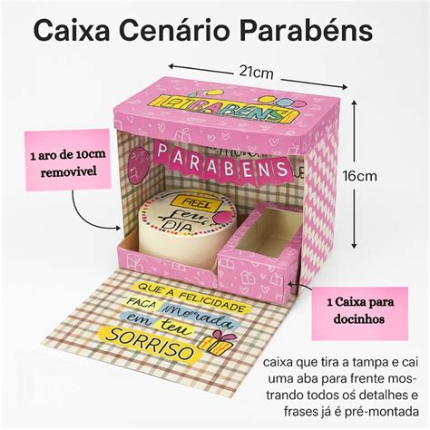 Caixa Surpresa Presente Criativo - Caixa Cenário Parabéns Surpresa Lembrancinha Festa Aniversário Presente ...