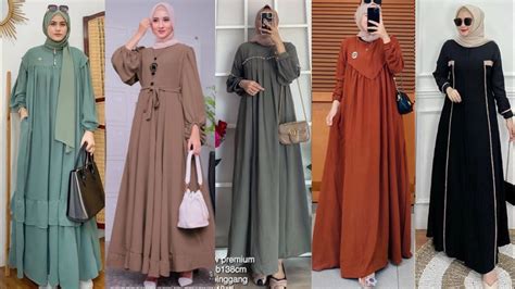 Model Gamis Polos Bahan Crinkle Terbaru Youtube