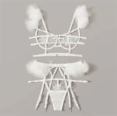 Sexy Hollow Mesh Erotic Three Pieces Lingerie Power Day Sale