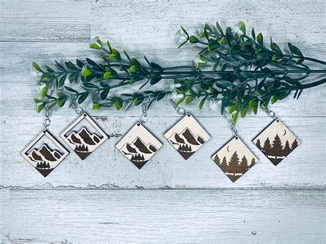 Mountain Earring Svg Bundle Glowforge Earring Svg File Etsy