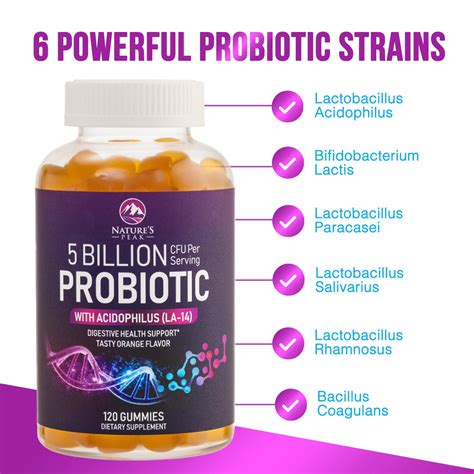 Probiotic Gummies For Women Men And Teens 5 Billion Cfus 6 Probiotic Strains Orange Flavor