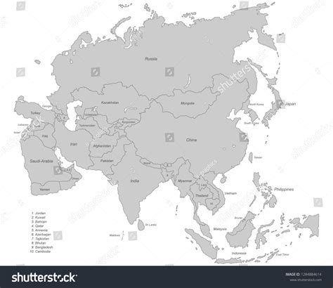 Asia Political Map Asia Stock Vector (Royalty Free) 1284884614 ...