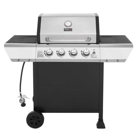 Royal Gourmet 4 Burner Propane Gas Grill In Black And Silver With Stainless Steel Upper Lid And 2