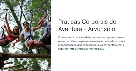 Pr Ticas Corporais De Aventura Arvorismo