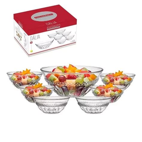 Conjunto De Sobremesa Vidro Bowl 7 Pecas Kit Cozinha Relevo Shopee Brasil