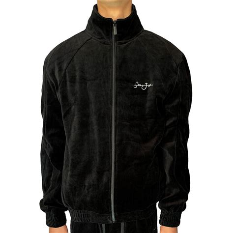 Sean John Herren Track Jacket Classic Logo Essential Velours Black