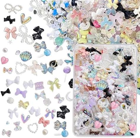 Kiptvo Pcs D Nail Charms Multi Shapes Lollipop Butterfly Flower