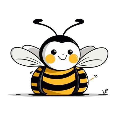 Premium Vector Cute Cartoon Bee On A White Background Vector