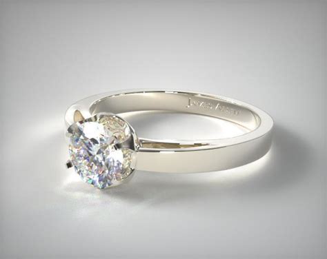 K White Gold Six Prong Flat Tab Solitaire Engagement Ring