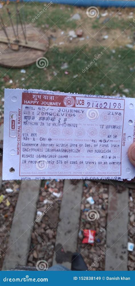 Indian Railway General Ticket Editorial Stock Image Image Of Agra