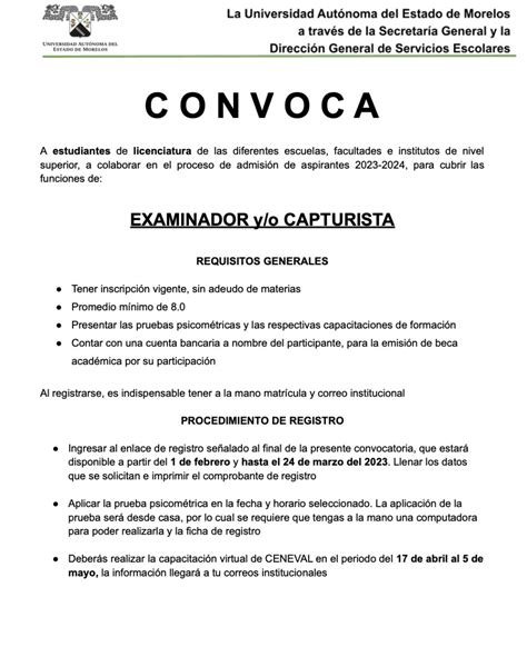 Convocatoria Personal de Apoyo en el Proceso de Admisión de Aspirantes