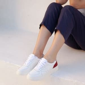 Tênis Y4 Branco detalhes em Nude e Vermelho Couro Legítimo MYNA Tênis Casual