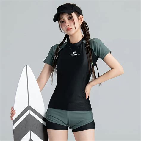 Купальник женский из двух предметов, спортивный купальник с коротким ...