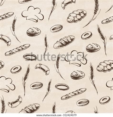 Vintage Bakery Poster Freehand Drawing Bread Stock Vector Royalty Free