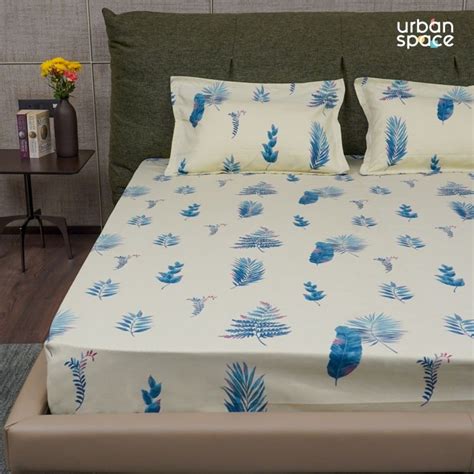 Buy Urban Space Serene Tc Cotton Bedsheets With Pillow Cover Milk