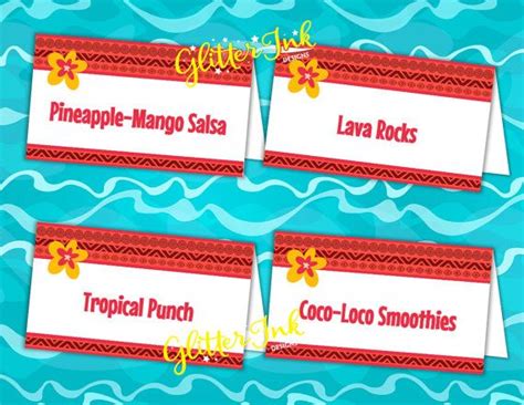 Moana Party Printable Food Tent Cards Moana Birthday Editable Buffet Table Cards Moana Name