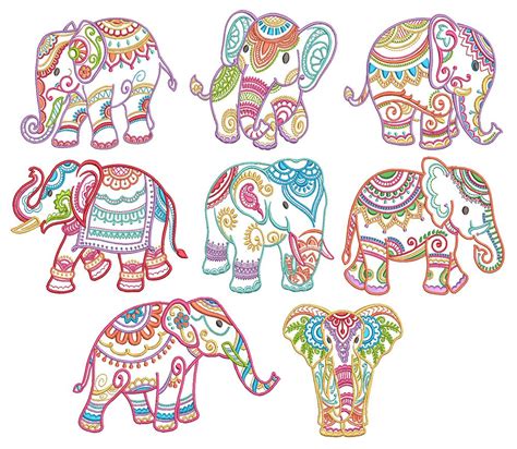 Mehndi Elephants Artesanato De Amor Molde De Croch Artesanato Bordado