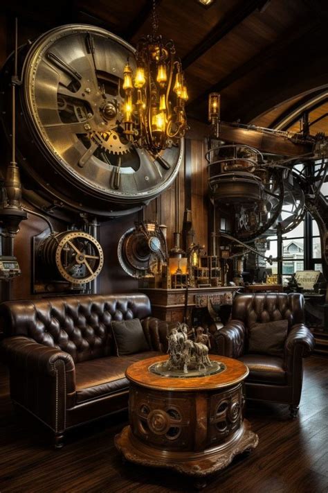 A Modern Steampunk Style Apartment Room In 2024 Steampunk Home Decor