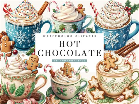 Watercolor Hot Chocolate Clipart Bundle Graphic By Busydaydesign Creative Fabrica