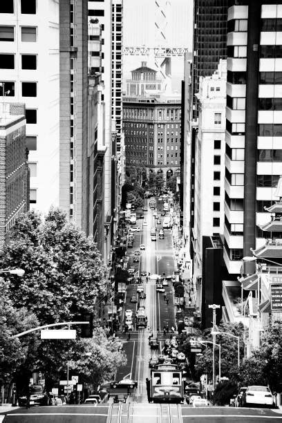 60 San Francisco County Black And White Cable Car Cityscape Stock