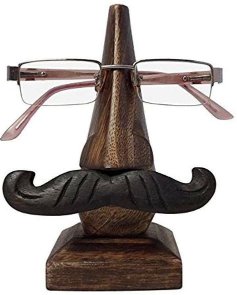 Vintage Handmade Wooden Nose Shaped Spectacle Holder Specs Stand Showpiece Eyeglass Holder