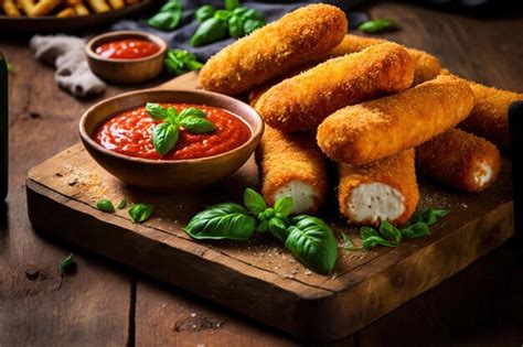 Premium AI Image Crispy Mozzarella Cheese Sticks That Have Been Deep