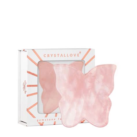 Crystallove Butterfly Tile For Face Massage Gua Sha Made Of Rose Quartz Fina