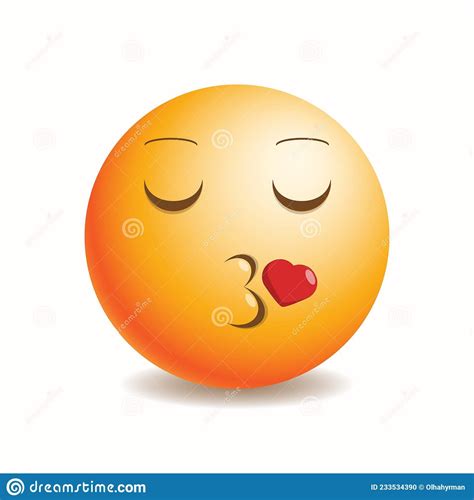 Emoji Emoticono Beso Con Los Ojos Cerrados Y El Corazón. Ilustración ...