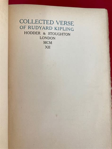 Collected Verse Of Rudyard Kipling First Edition Royal Octavo By